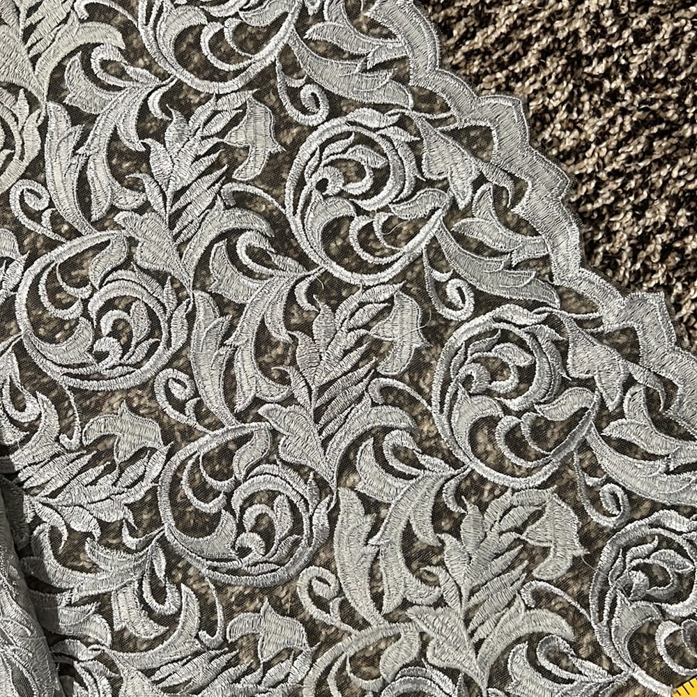 Beautiful silver sheer fabric. 2 pieces (see description for measurements)